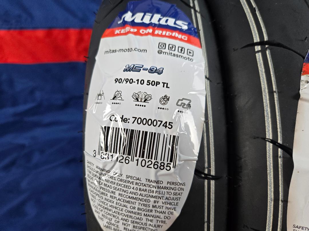 (1) Mitas 90/90-10 50TP MC34 TL S-Racer scooter / mini STREET tire