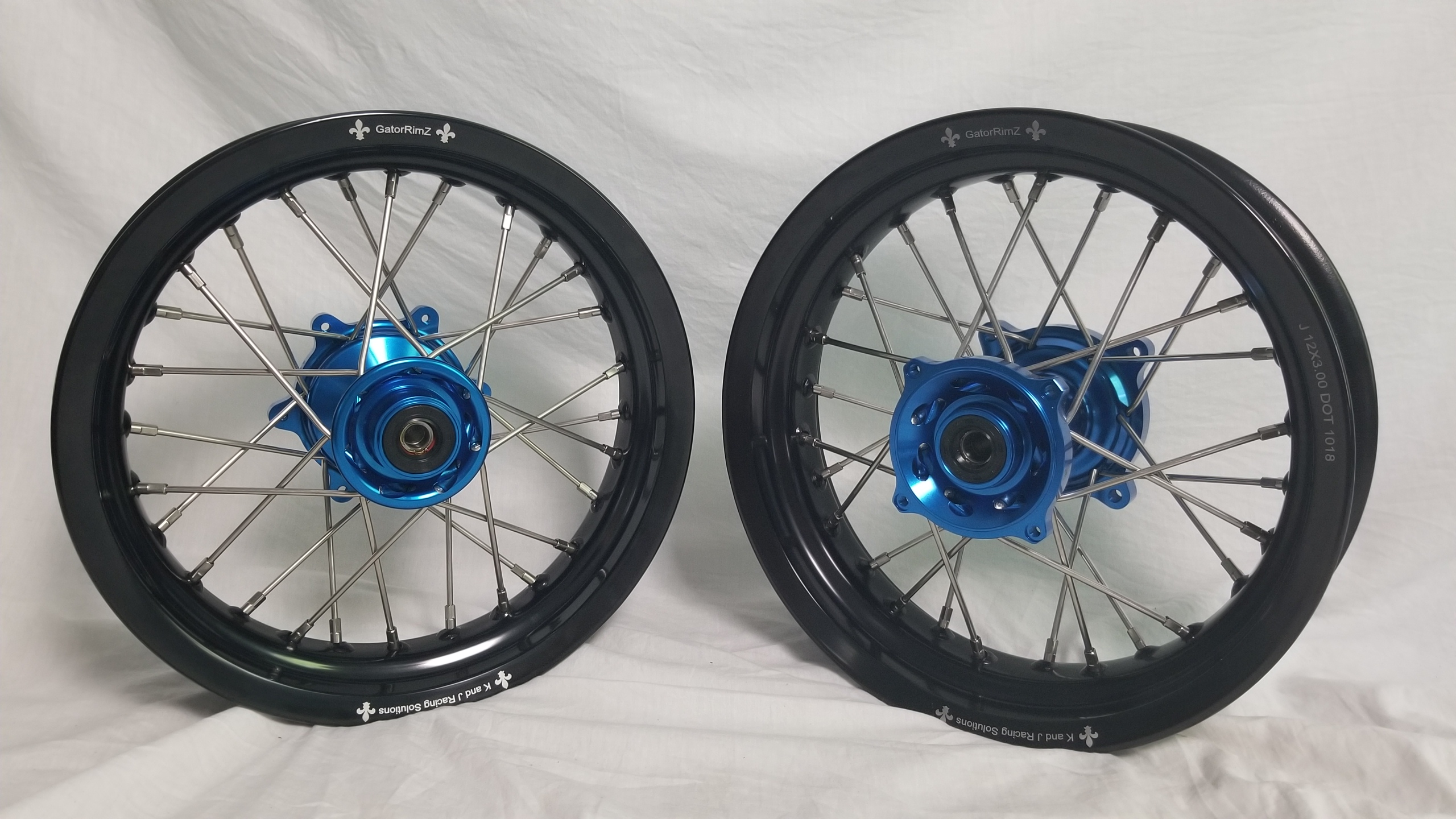 GatorRimZ KX85 Complete Wheels with Tusk Blue Hubs 12″ x 2.15″ or 