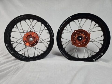 KTM50 complete built wheels with OEM hubs, 10" x 1.60" black rim