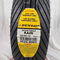Dunlop Sportmax Rain 100/90-12 front or 120/80-12 rear tubeless tire for RACE USE ONLY